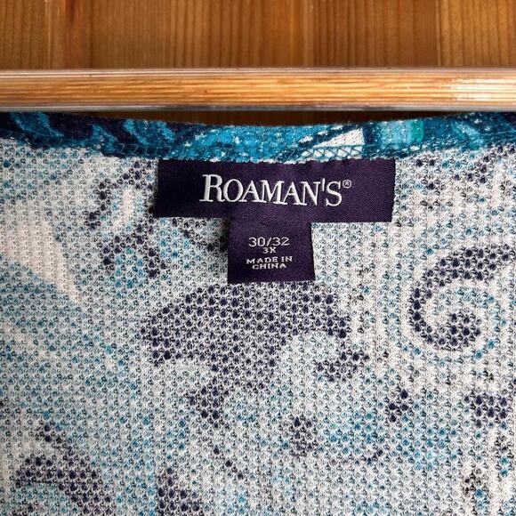 Roamans Paisley Waffle Boho Blouse Women’s 3X Thermal Long Sleeve Button Spring - Picture 3 of 8